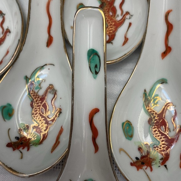 Set of 6 vintage Dragon and Pearl soup spoons - Picture 3 of 16